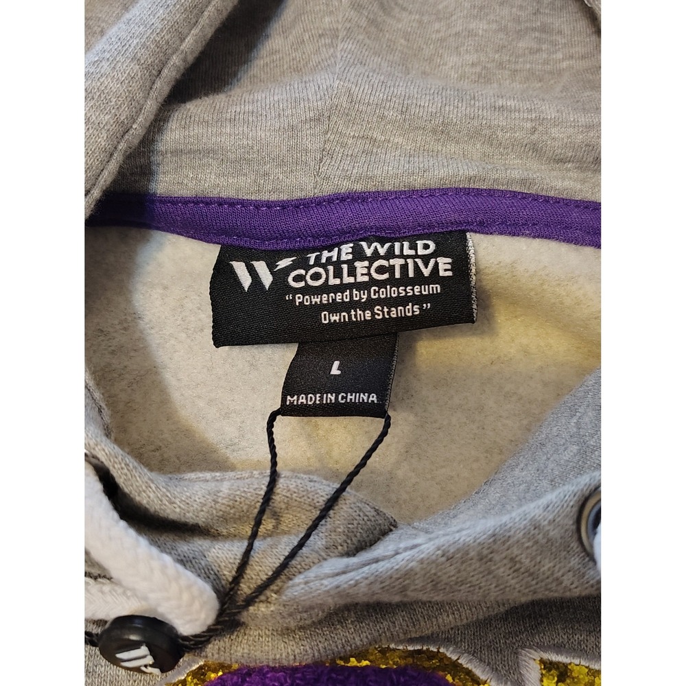 The Wild Collective LSU Tigers Hoodie Gray Crop Top Size L Glitter Applique - Picture 6 of 9